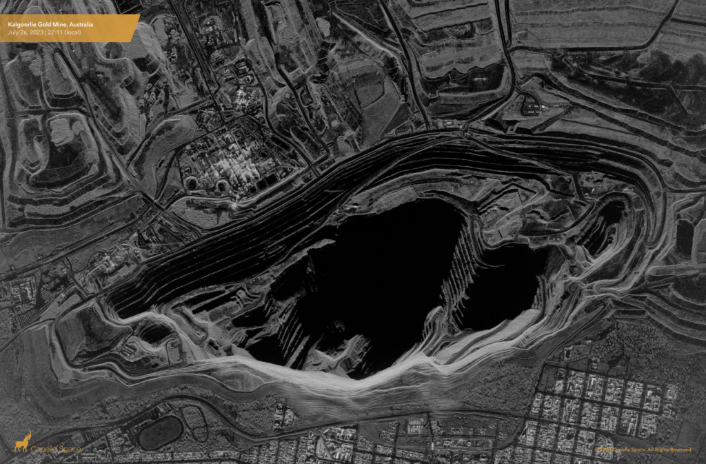 Capella Space Synthetic Aperture Radar (SAR) image of Kalgoorlie Gold Mine, Australia