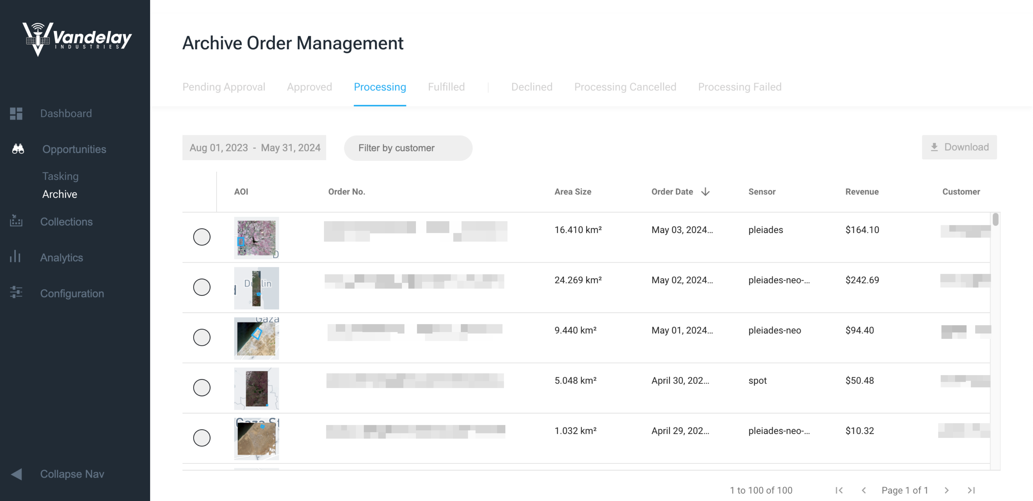 Manage archive data orders