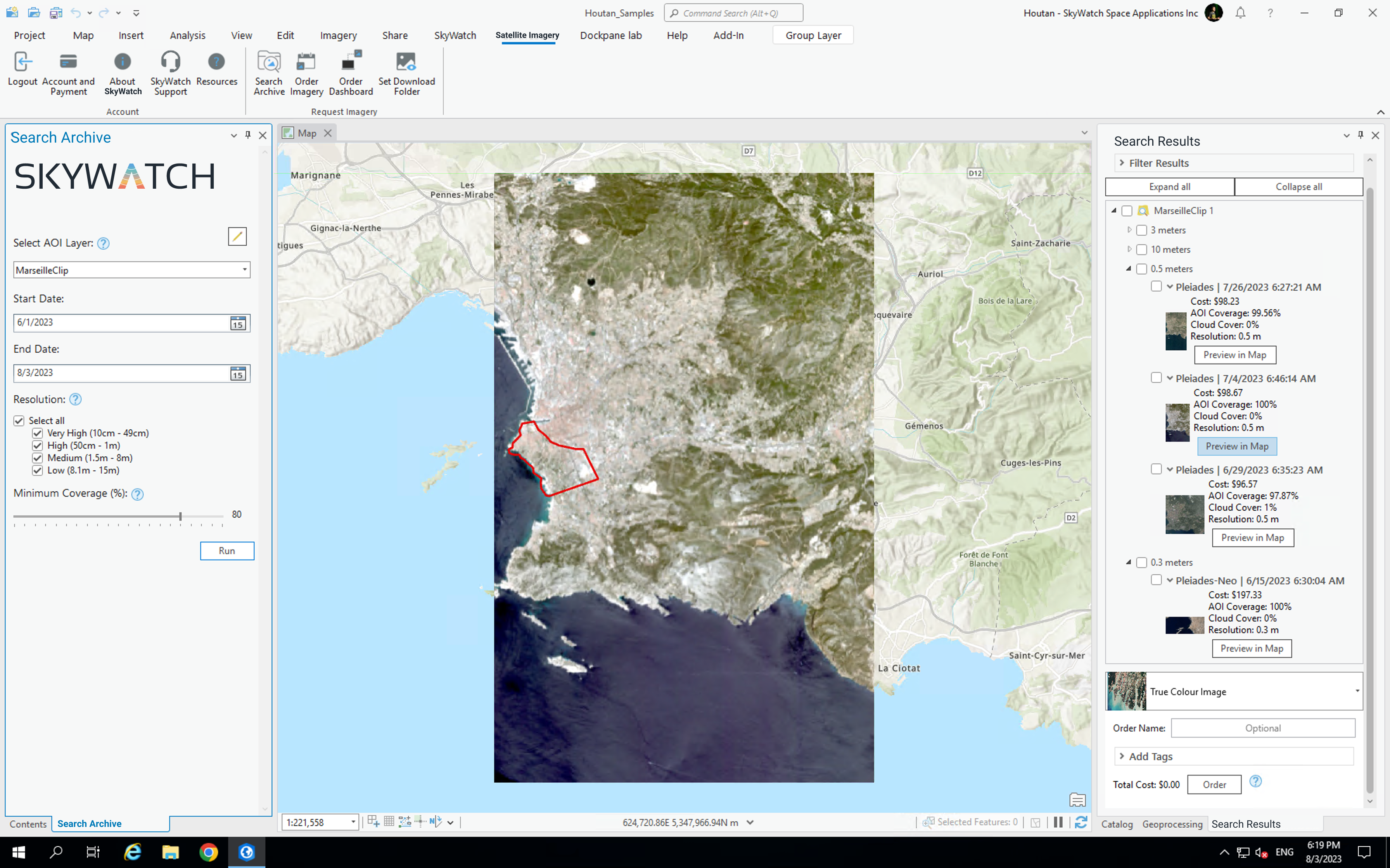 Preview imagery in your project before purchase